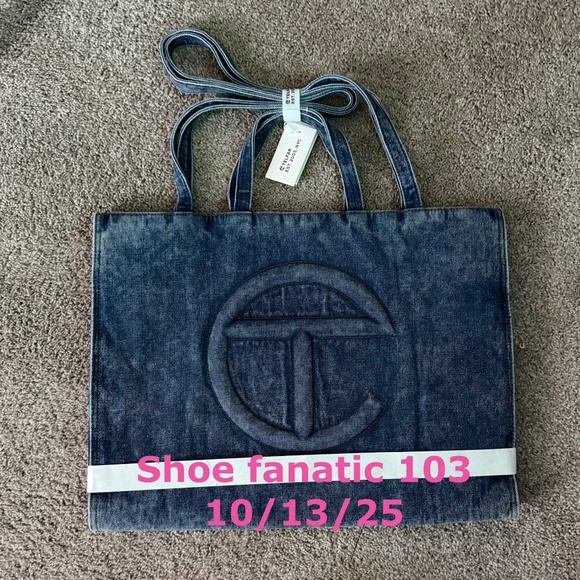 NWT Large Telfar denim shopping bag - Picture 1 of 3